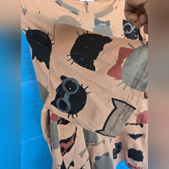 EllaZhu Brown Cat Short SleeveBaggy Tunic Shirt Womens Size One Size - Picture 7 of 12